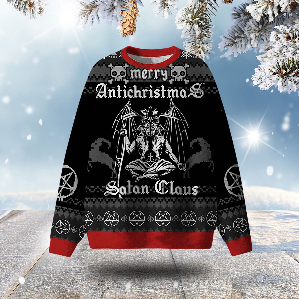 Merry Antichristmas Satan Claus Ugly Christmas Sweater Holiday Wear Xmas Gift Ideas