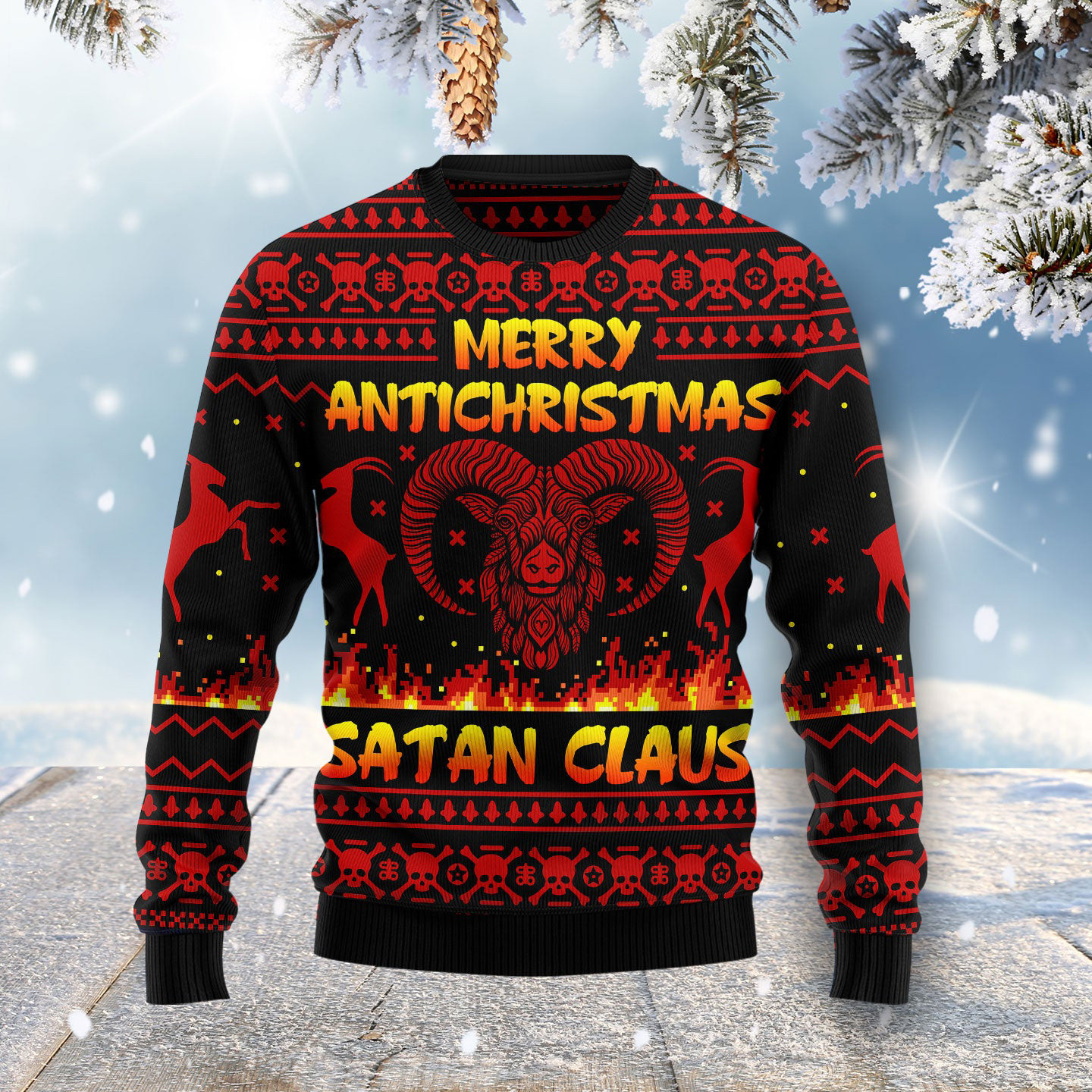 Merry Antichristmas Satan Claus Ugly Christmas Sweater Outrageous Christmas Jumpers