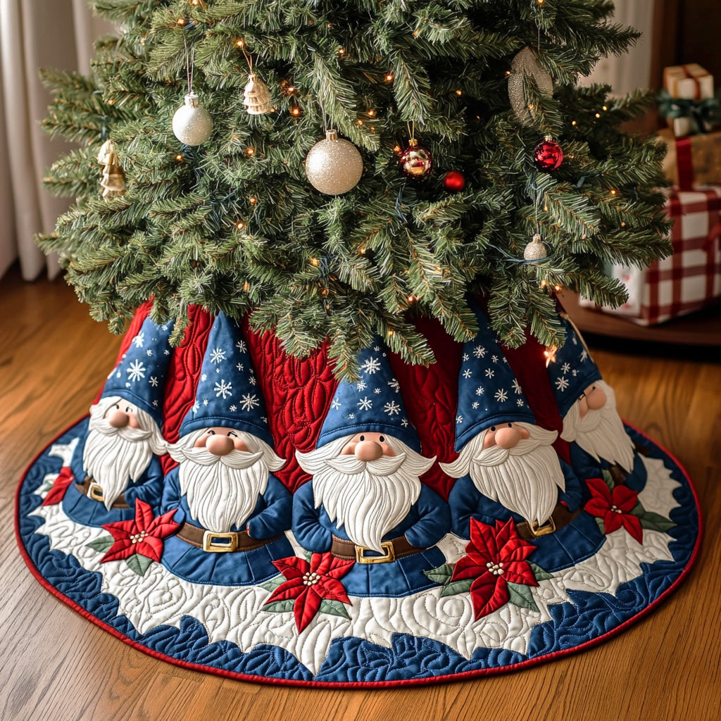 Merry Beard Magic Christmas Quilted Tree Skirt Cozy Quilted Tree Skirt to Complement Your Holiday Decor