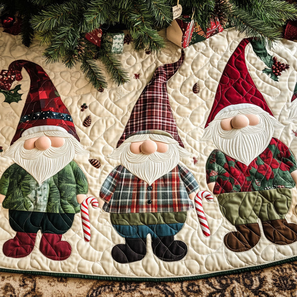 Merry Beards Quilted Christmas Tree Skirt Perfect Holiday Gift for Tree Skirt Lovers