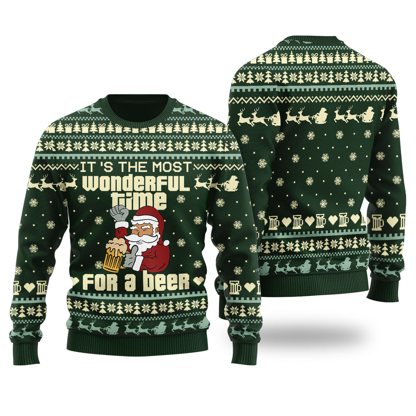 Merry Beermas Funny Santa Ugly Sweater For Men Warm Winter Merch Gift for Someone You Love