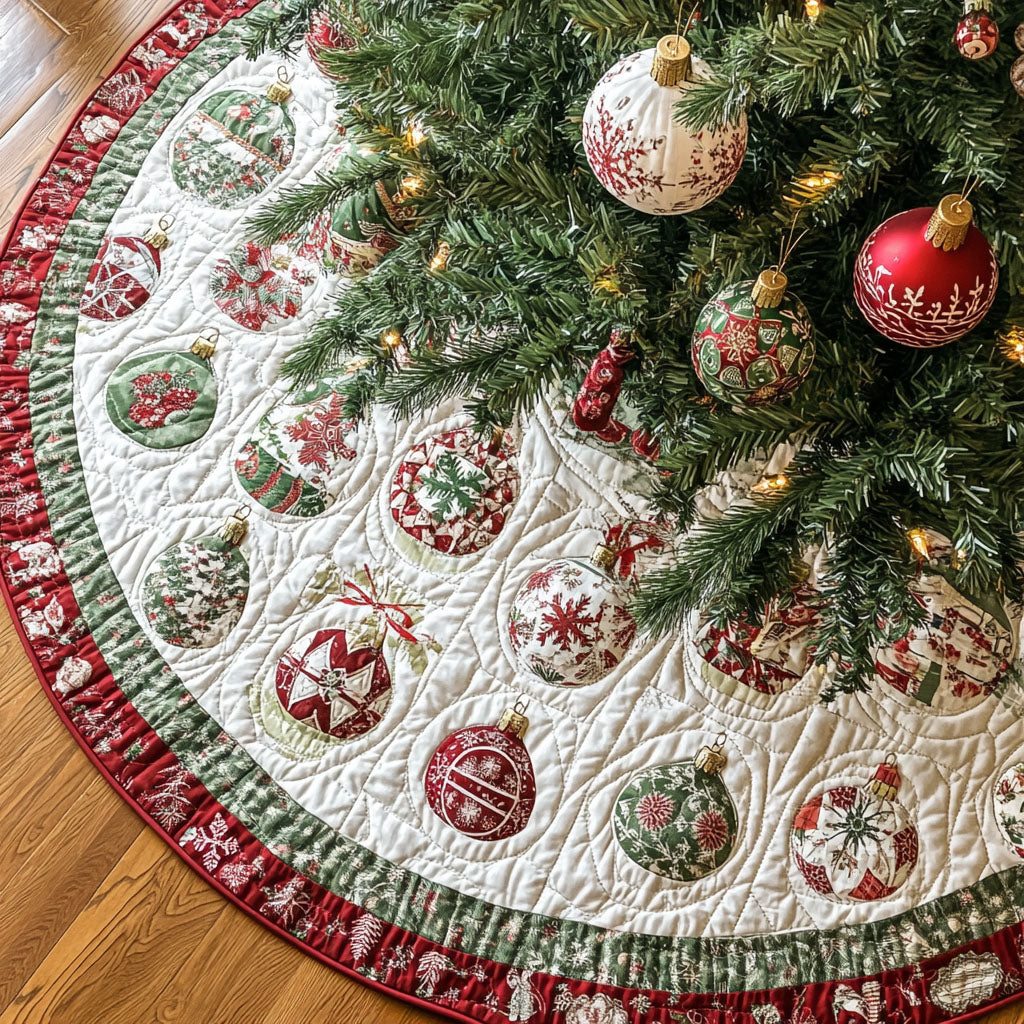 Merry Blooms Quilted Christmas Tree Skirt Christmas Holiday Decor Home