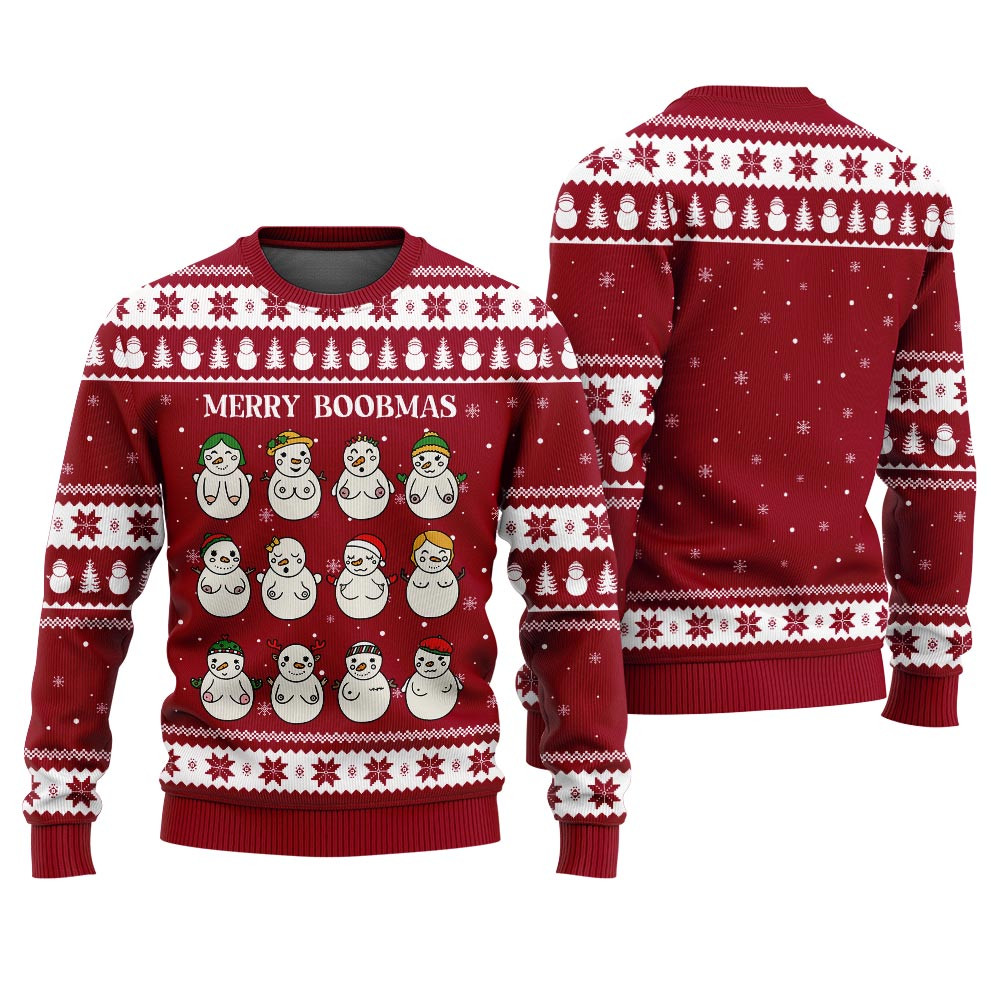 Merry Boobmas Funny Christmas Sweaters For Adults Exclusive Christmas Sweater Merch Gift Edition