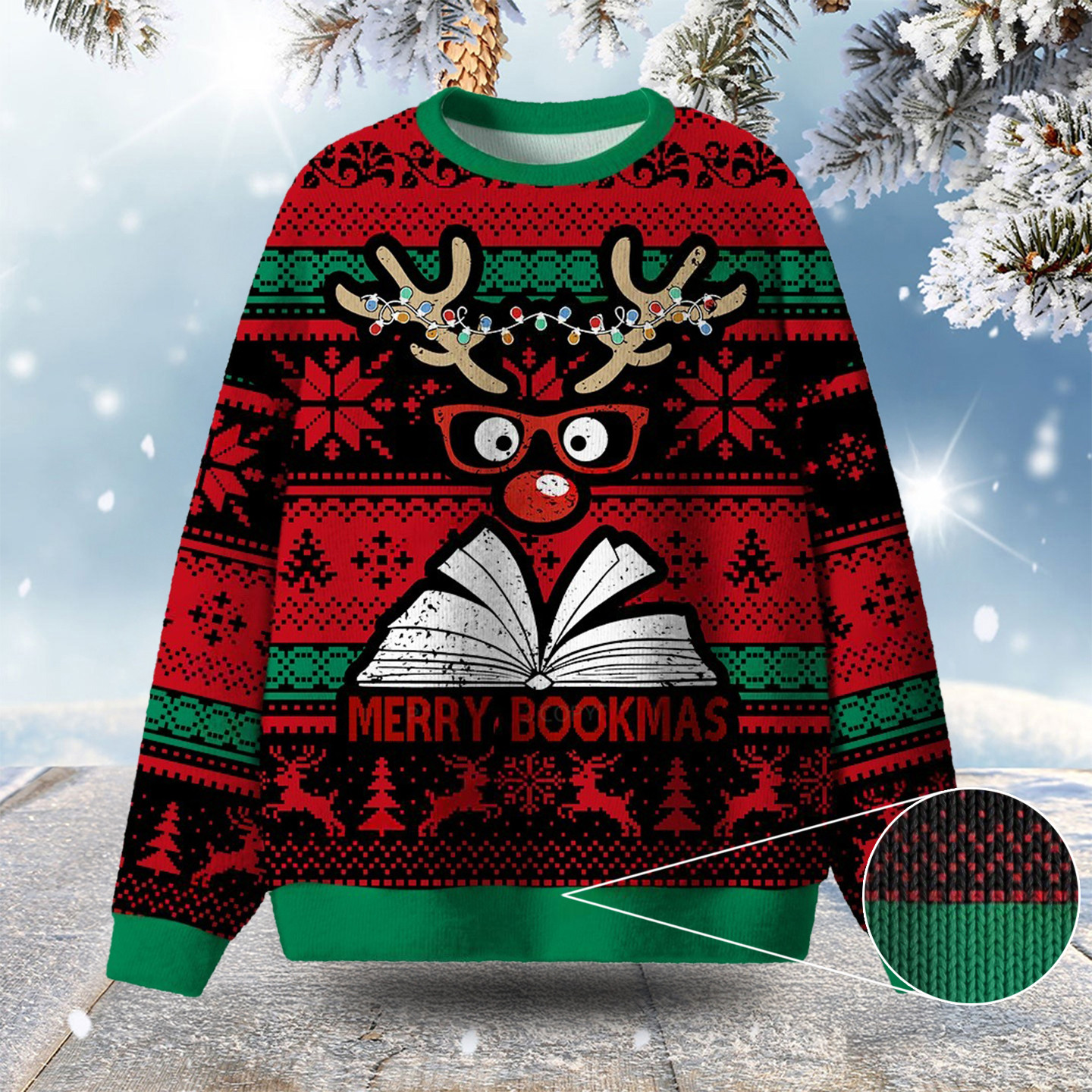 Merry Bookmas Ugly Christmas Sweater Winter Apparel Christmas Gifts For Book Lovers