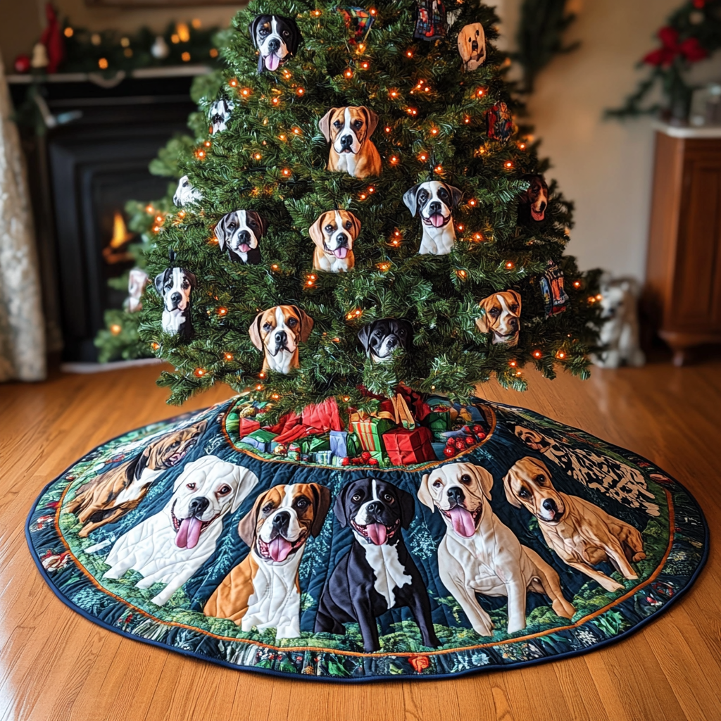 Merry Boxer Moments Christmas Quilted Tree Skirt Thoughtful Christmas Tree Skirt Gift Idea