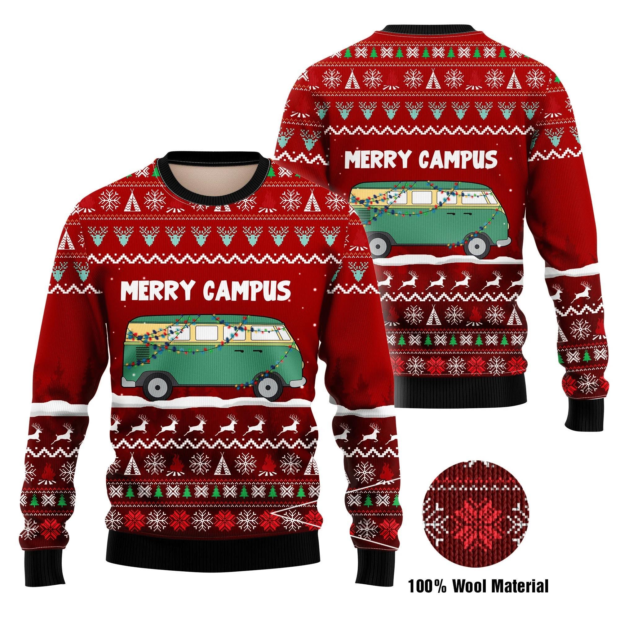 Merry Campus Ugly Christmas Sweater Cozy Holiday Gifts Best Christmas Jumper For Men