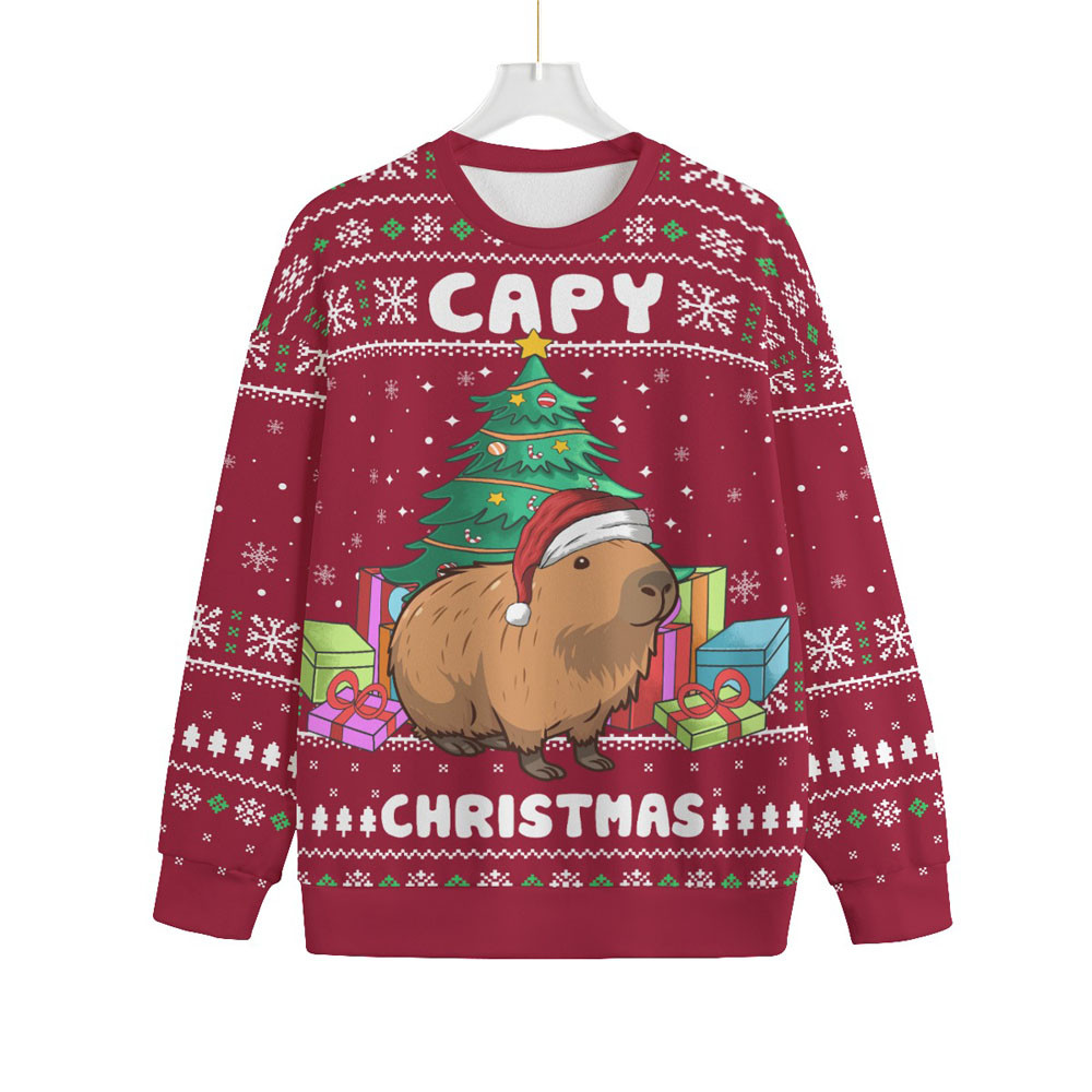 Merry Capybara Christmas Plus Size Ugly Sweater Heartwarming Christmas Gift Sweater for Him or Her