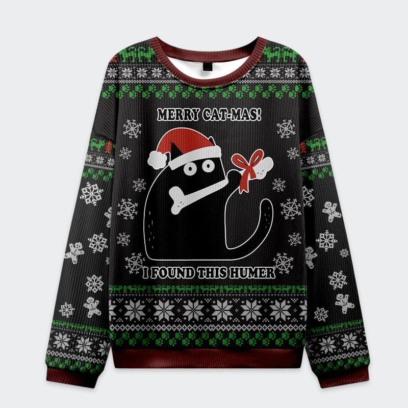 Merry Cat-mas Ugly Christmas Sweater Funny Cute Xmas Holiday Gifts For Cat Lovers