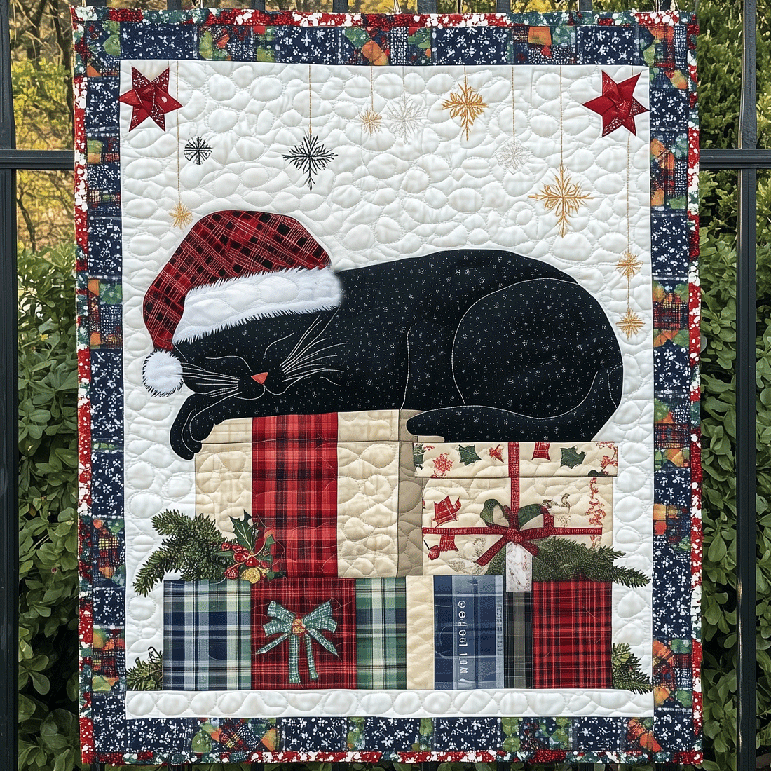 Merry Catmas Quilted Blanket Best Gifts For Cat Lovers
