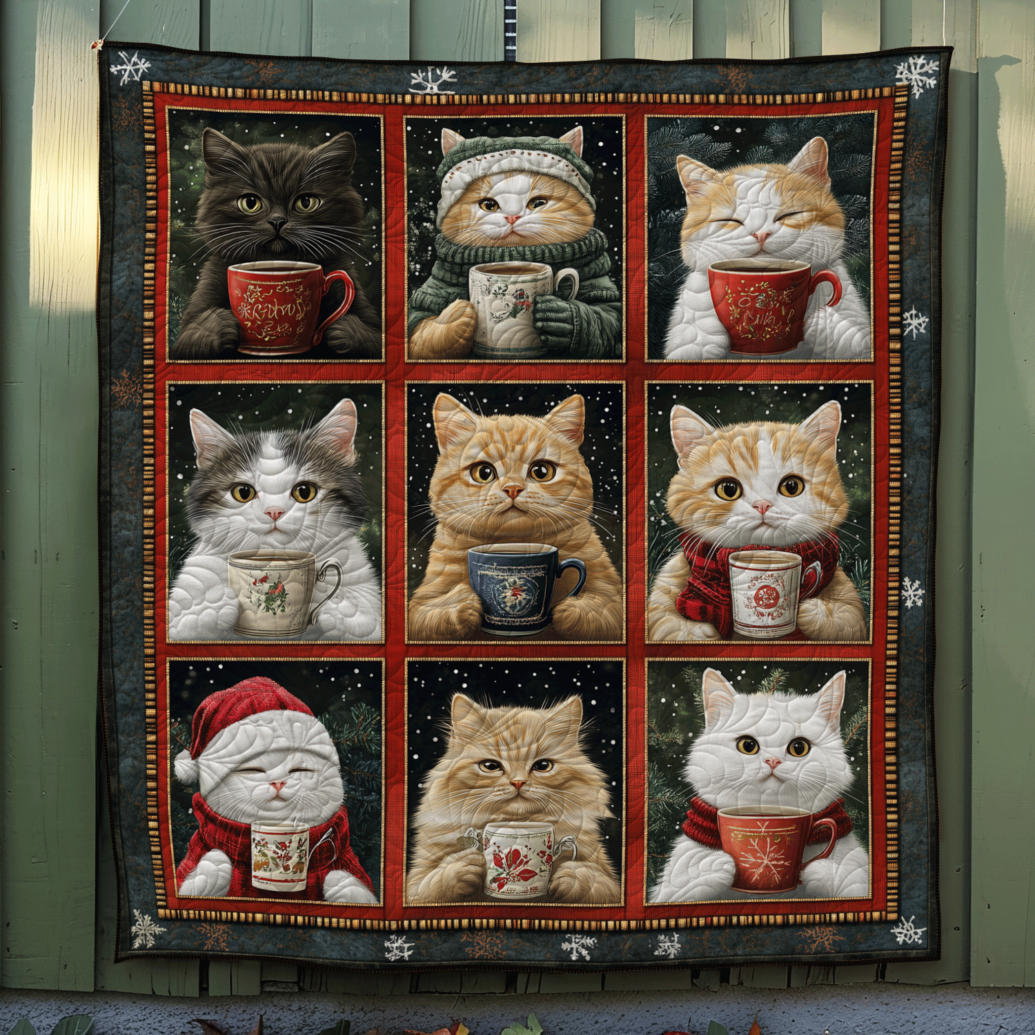 Merry Catmas Quilted Blanket Gifts For Cat Owners