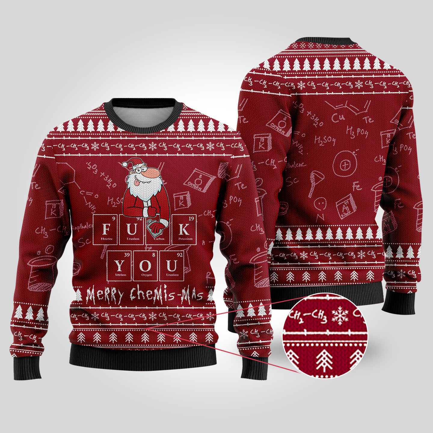 Merry Chemismas Science Ugly Christmas Sweater Cardinal Red Merry Christmas Sweatshirt for Holiday Fun