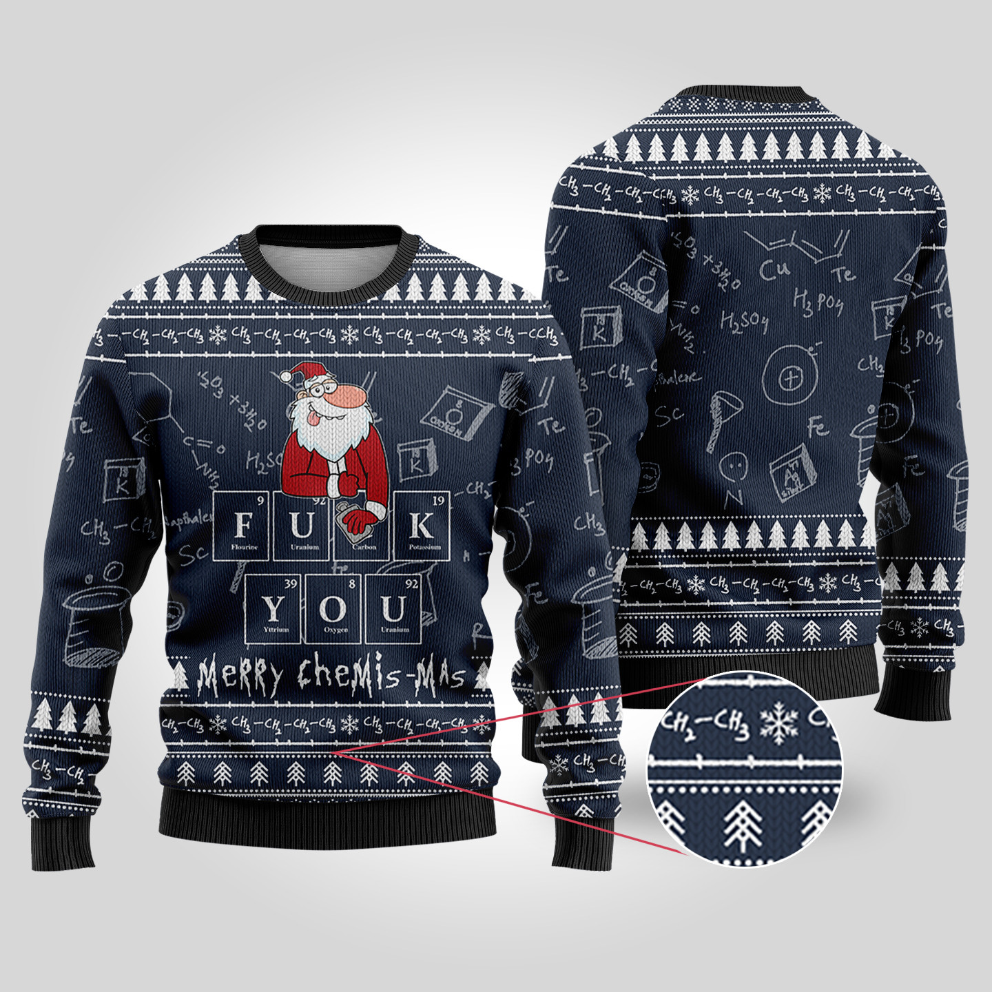 Merry Chemismas Science Ugly Christmas Sweater Navy Unique Holiday Merch Gift for Home and Family