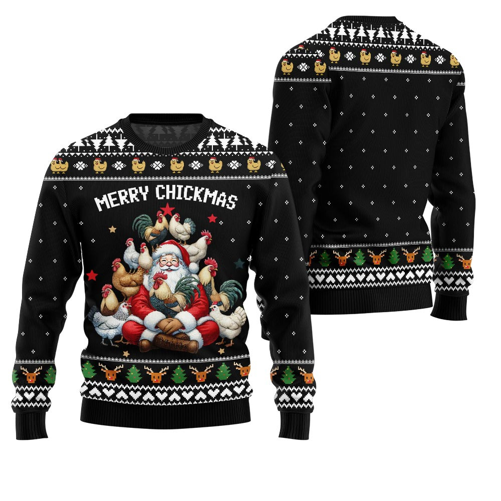 Merry Chickmas Ugly Sweater Trendy Christmas Sweater for Winter Outfits