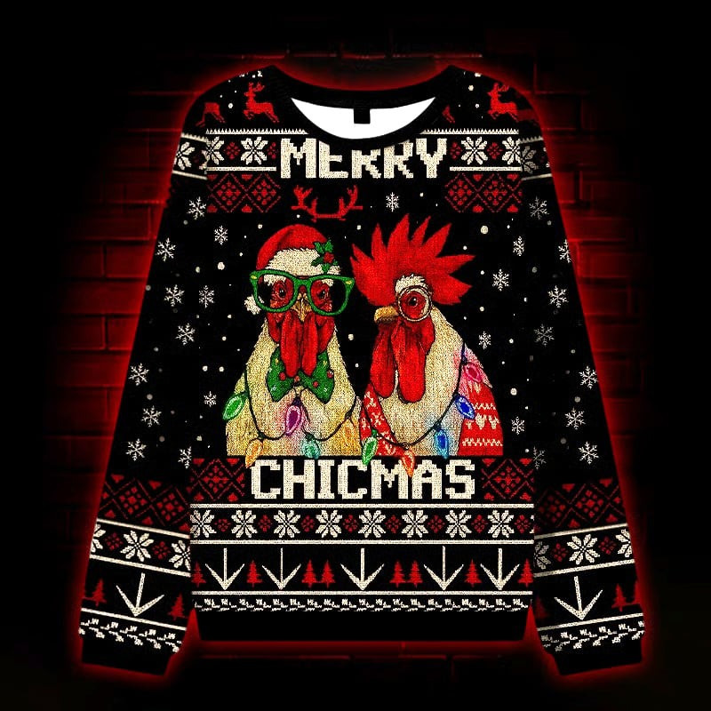 Merry Chicmas Ugly Christmas Sweater Funny Xmas Clothing Holiday Gifts For Him