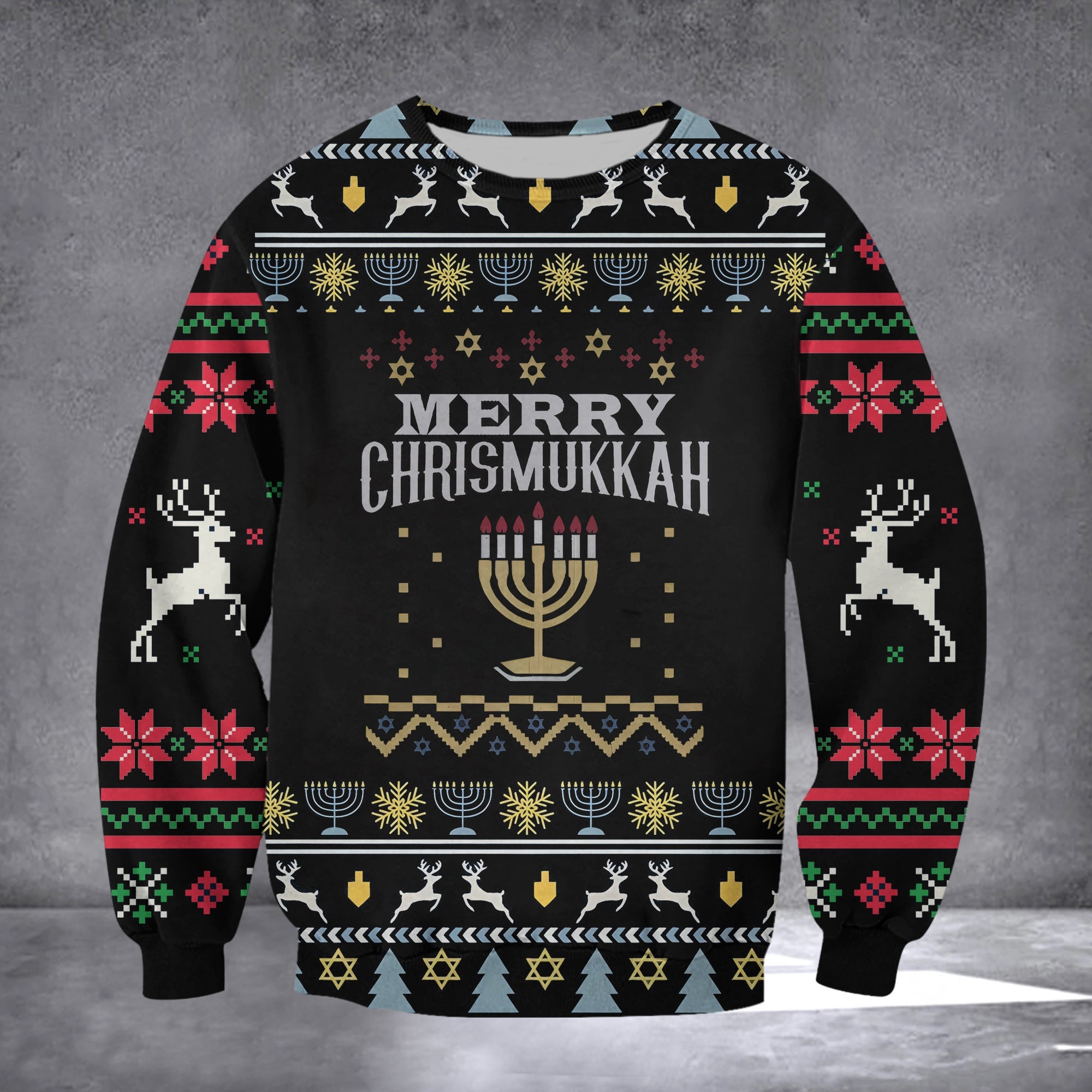 Merry Chrismukkah Ugly Christmas Sweater Happy Hanukkah Xmas Sweater Gifts For Jewish Merry Chrismukkah Ugly Christmas Sweater Happy Hanukkah Xmas Sweater Gifts For Jewish