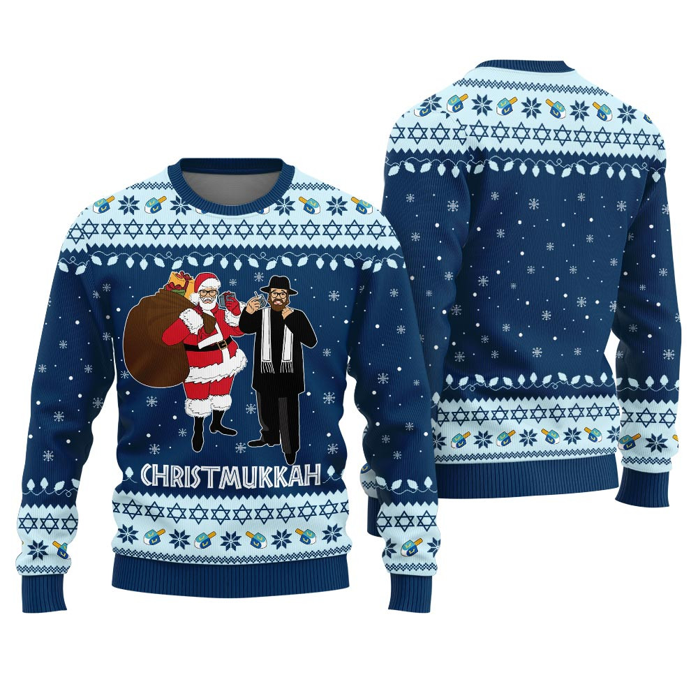 Merry Chrismukkah Ugly Holiday Sweater Royal Warm and Comfy Sweater for Winter Days