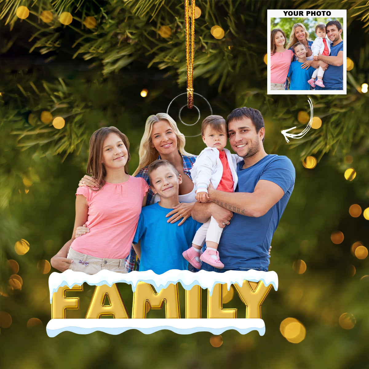 Merry Christmas 2025 My Family Personalized Custom Photo Mica Ornament Christmas Gift