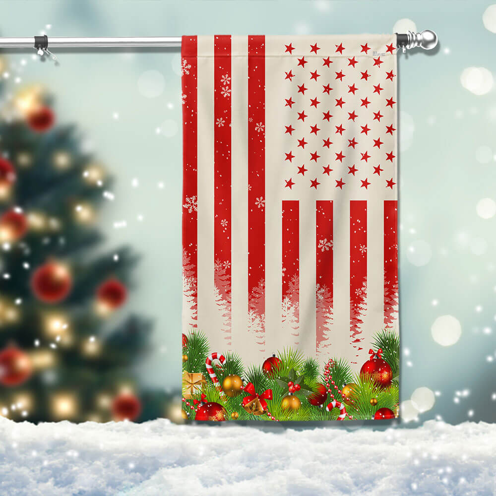 Merry Christmas American Flag Patriotic Holiday Gift Decor