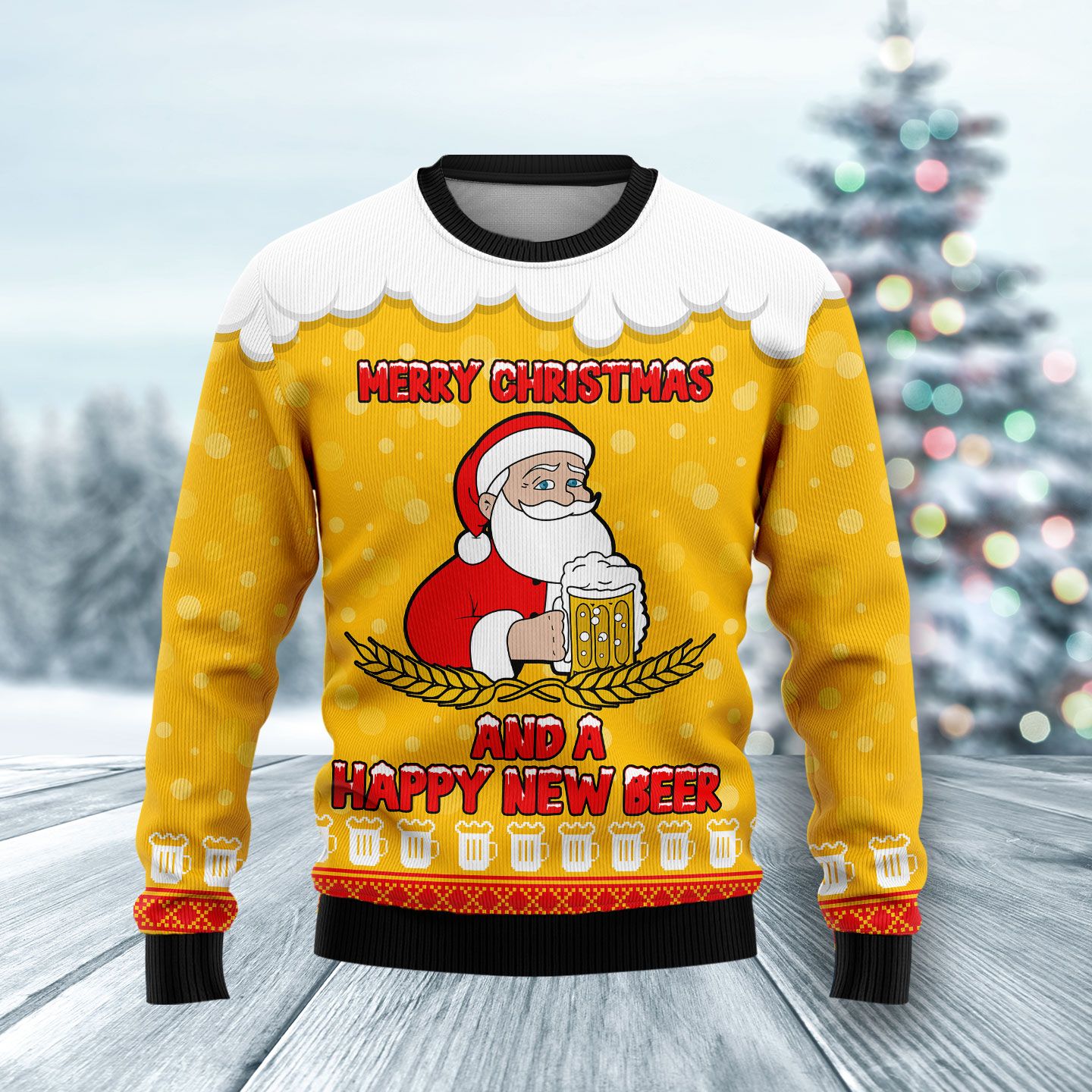 Merry Christmas And A Happy New Beer Ugly Christmas Sweater Funny Secret Santa Jumper Gifts