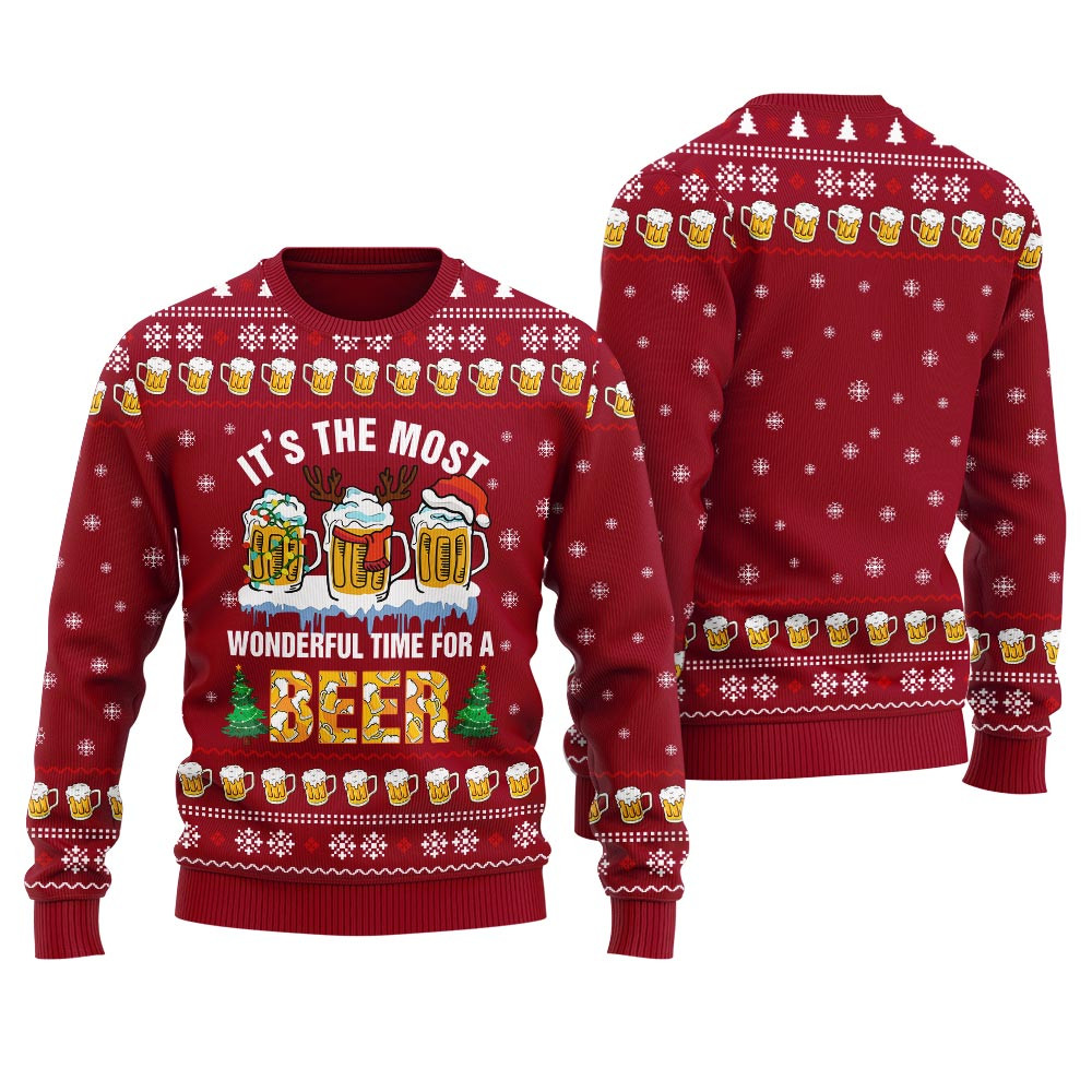 Merry Christmas And Drinking Beer Mens Ugly Christmas Sweater Perfect Holiday Gift Merch for Sweater Lovers