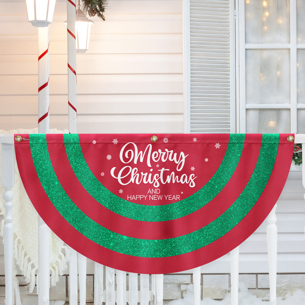 Merry Christmas And Happy New Year Non Pleated Fan Flag