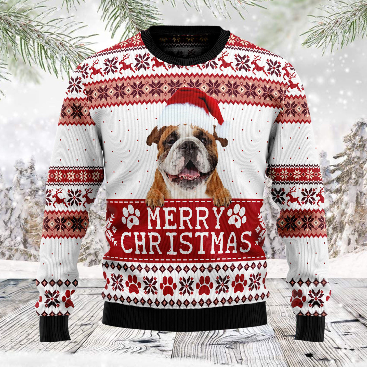 Merry Christmas Bulldog Ugly Christmas Sweater Holiday Apparel Dog Xmas Presents
