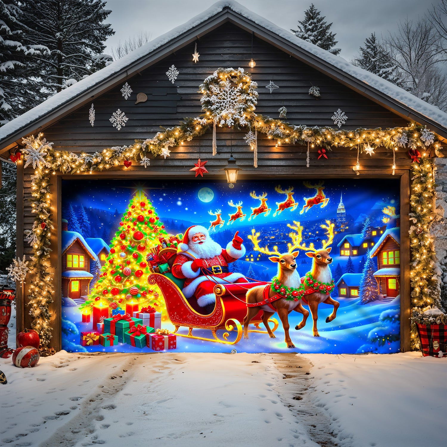 Merry Christmas Christmas Garage Door Banner Christmas Decorations Santa Lover Xmas Gifts