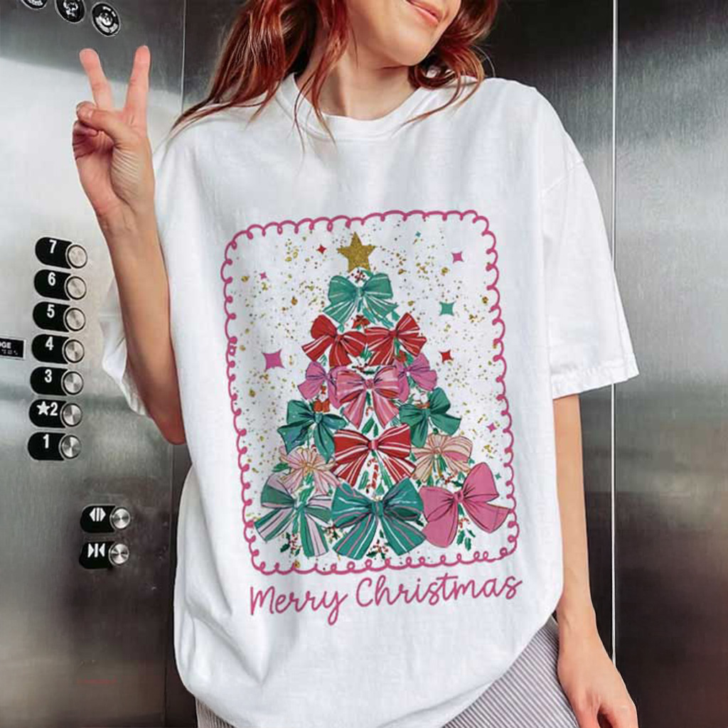 Merry Christmas Coquette Tree 2025 T-Shirt Christmas Gifts For Girlfriend Merry Christmas Coquette Tree 2025 T-Shirt Christmas Gifts For Girlfriend