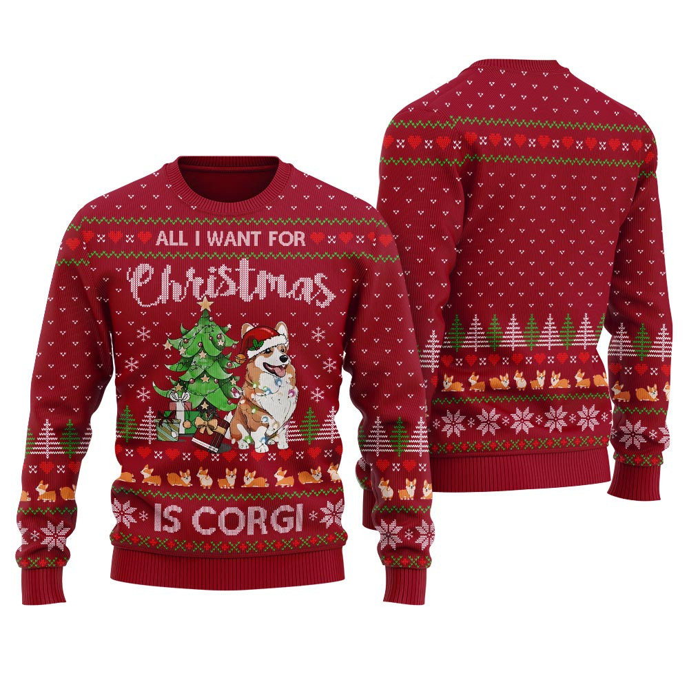 Merry Christmas Corgi Mens Ugly Sweater Festive Sweatshirt for Christmas Celebrations