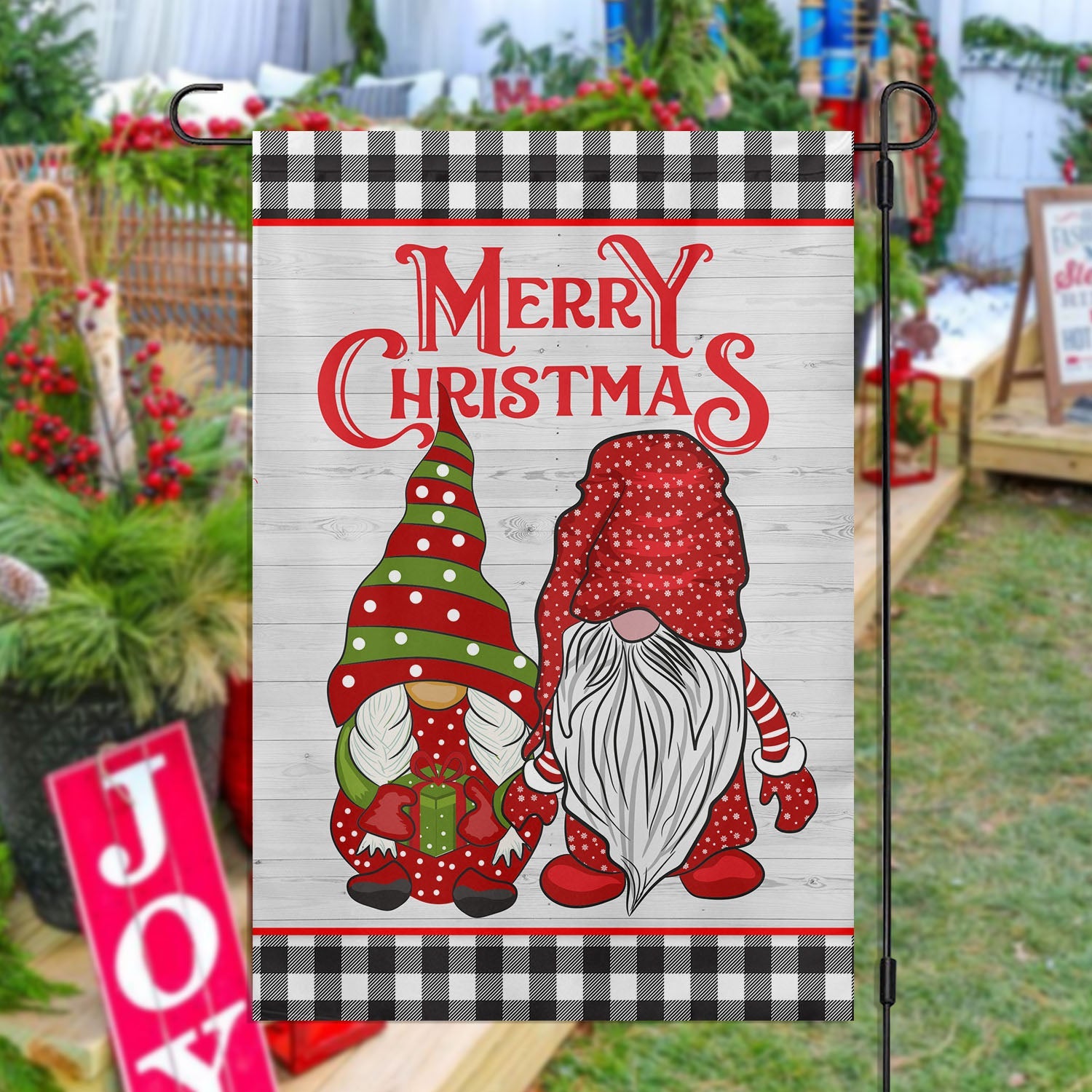 Merry Christmas Couple Gnomes Flag Christmas Flag Gifts For Gnome Lovers