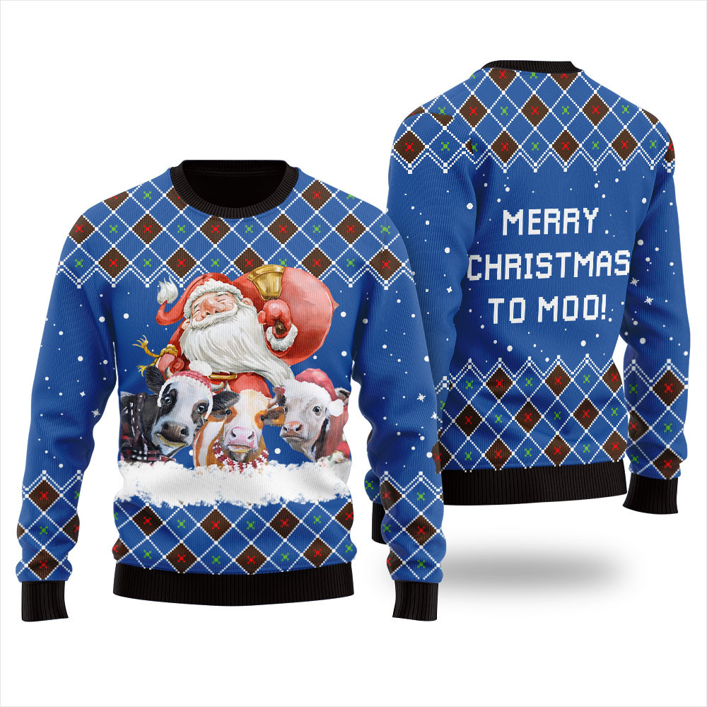 Merry Christmas Cow Ugly Xmas Sweater Royal Unique Holiday Merch Gift for Home and Family