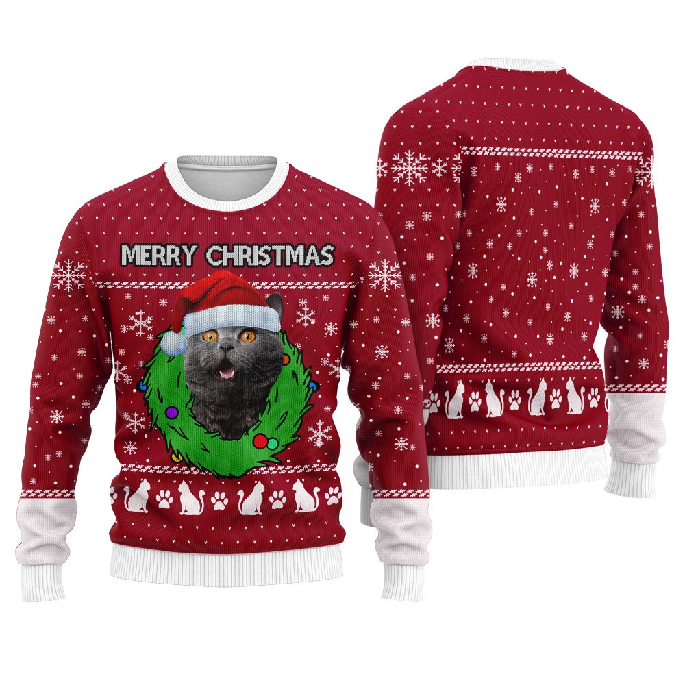 Merry Christmas Custom Cat Ugly Christmas Sweater Cardinal Red Christmas Sweaters For Men And Women