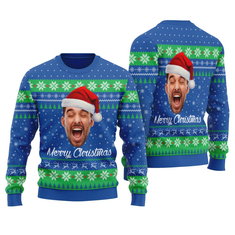 Merry Christmas Custom Face Ugly Sweater Royal Ugly Christmas Gifts