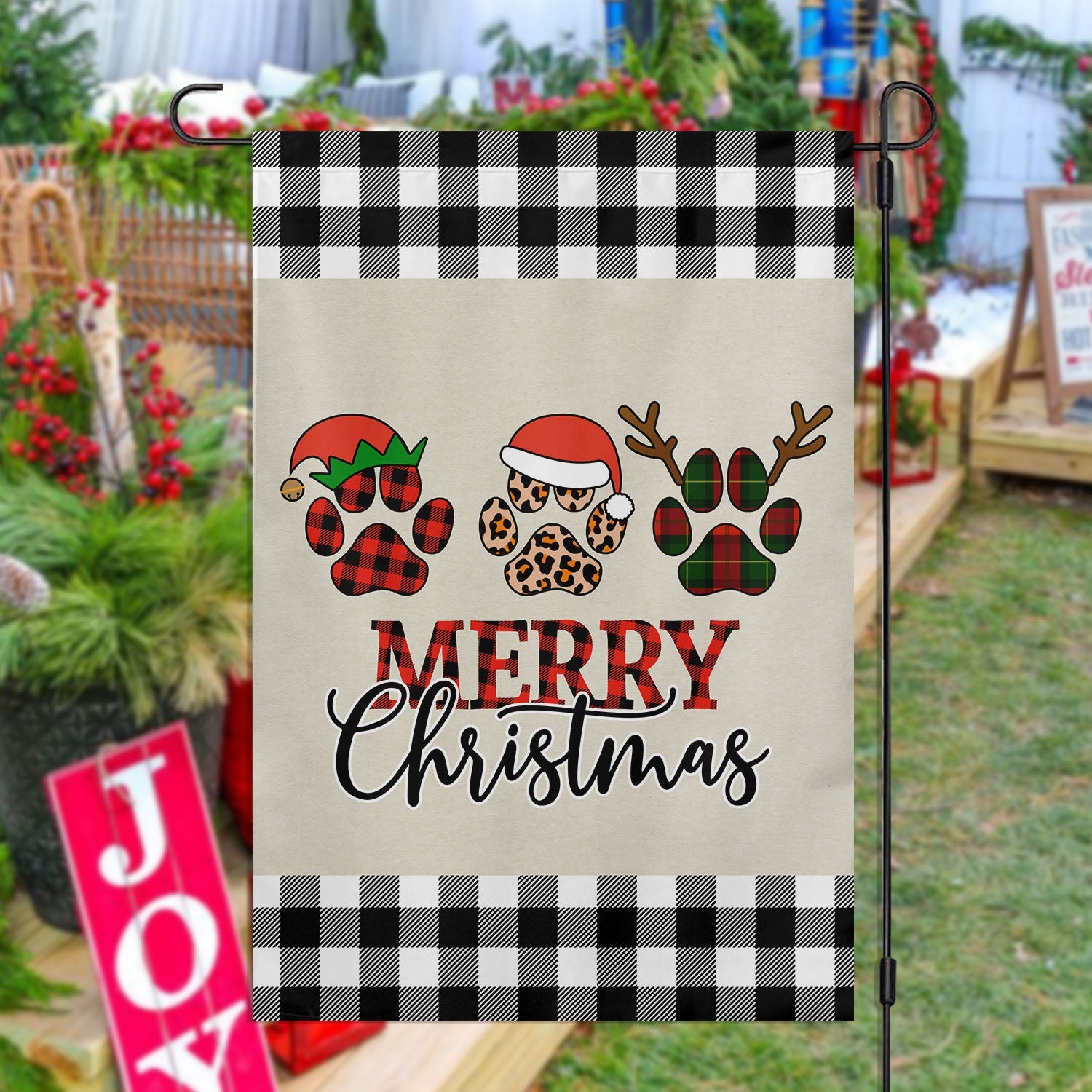 Merry Christmas Dogshoes Xmas Garden Flag Christmas Home Decor Gift For Dog Lovers