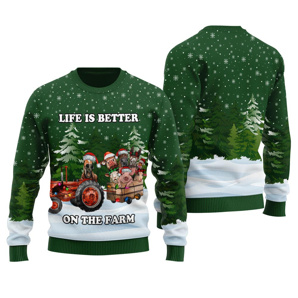 Merry Christmas Farm Animals Mens Ugly Christmas Sweater Lovely Merch Gift for Cozy Winter Nights