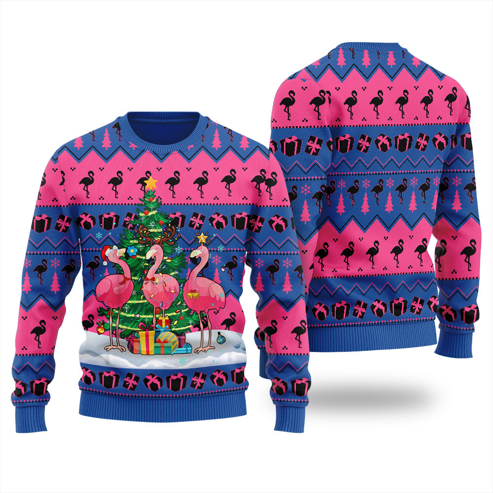 Merry Christmas Flamingo Ugly Sweater For Women Comfortable Holiday Sweater for Chilly Nights