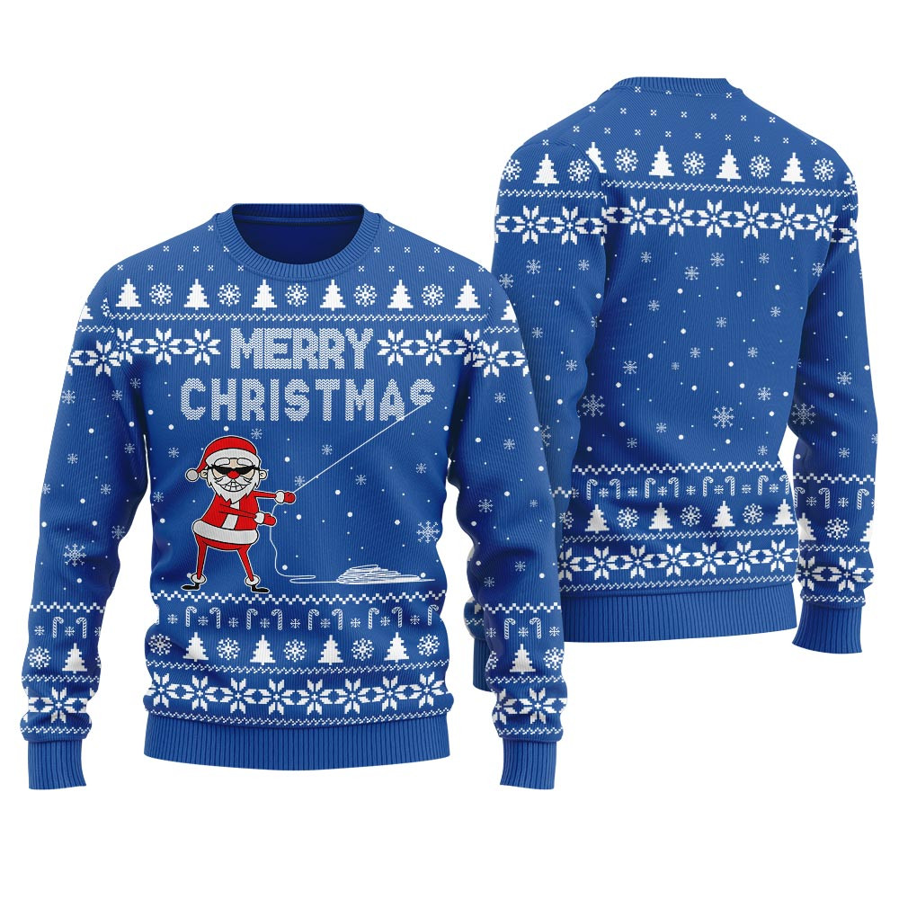 Merry Christmas Funny Santa Ugly Christmas Sweater For Women Custom Christmas Sweatshirt for Family Matching