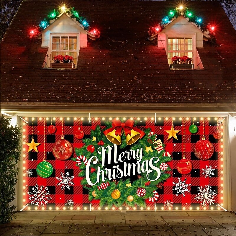 Merry Christmas Garage Door Cover Holiday Decoration Garage Door Banner Gifts 2025