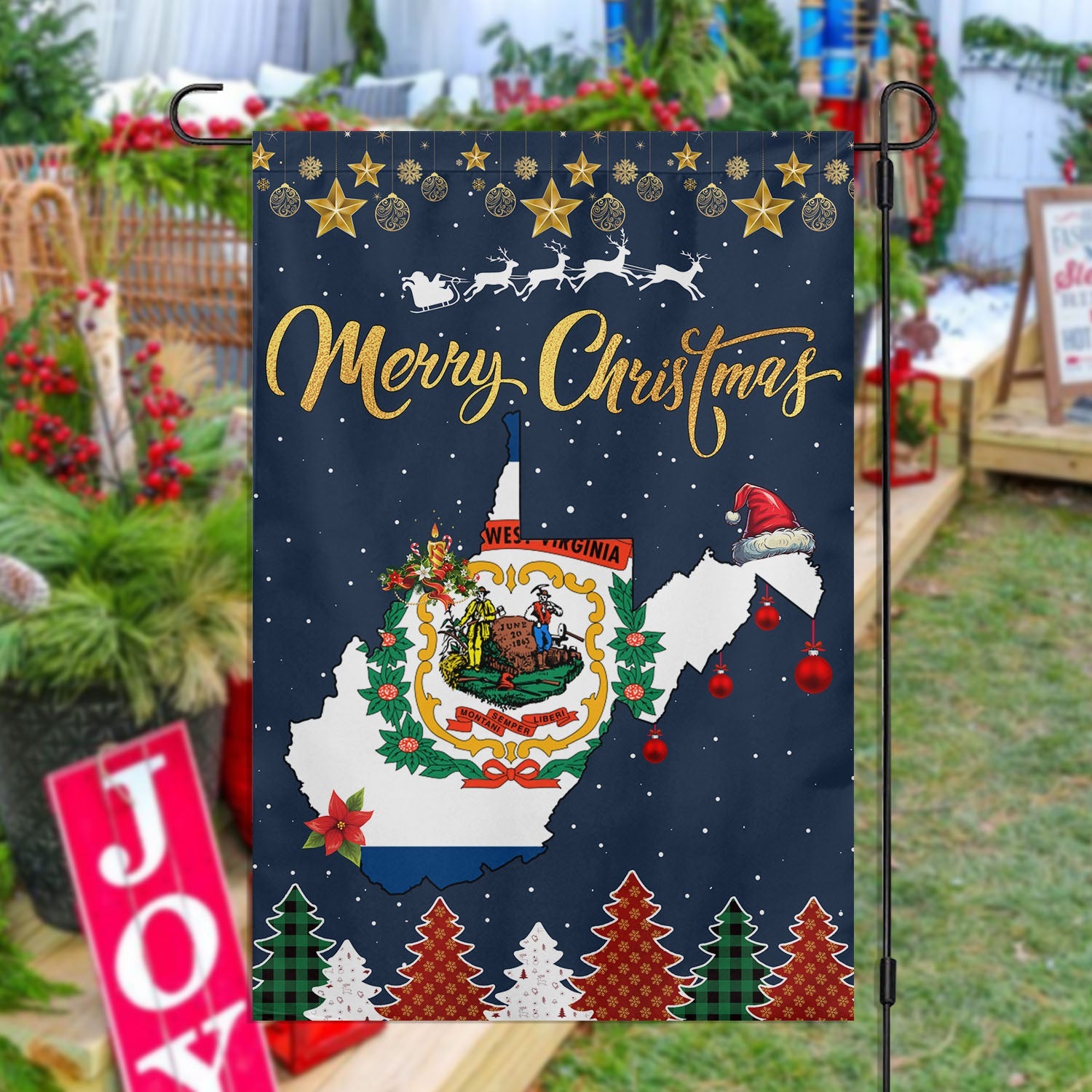 Merry Christmas Garden Flag Christmas Flag Xmas Home Decor Gift For West Virginians