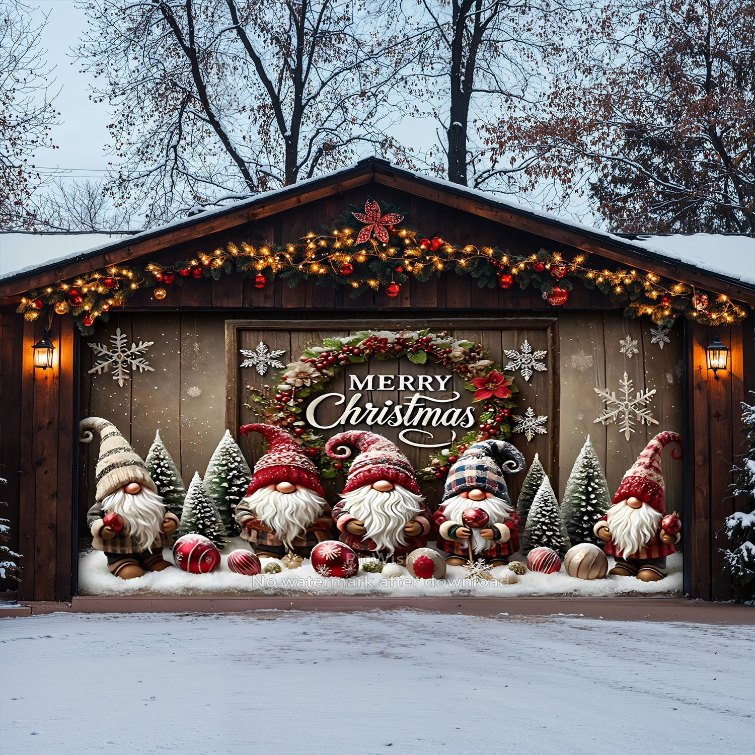 Merry Christmas Gnomes Christmas Garage Door Banner Holiday Home Decor Gnome Lover Xmas Gifts