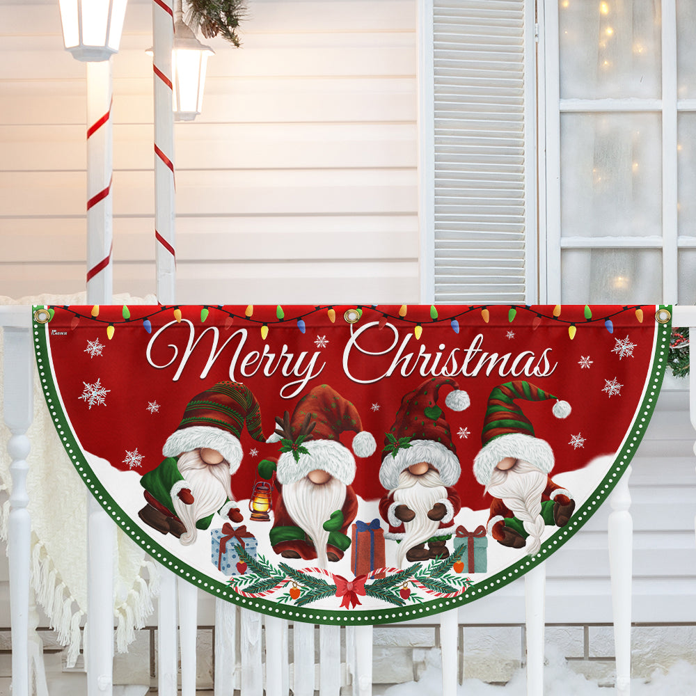 Merry Christmas Gnomes Non Pleated Fan Flag