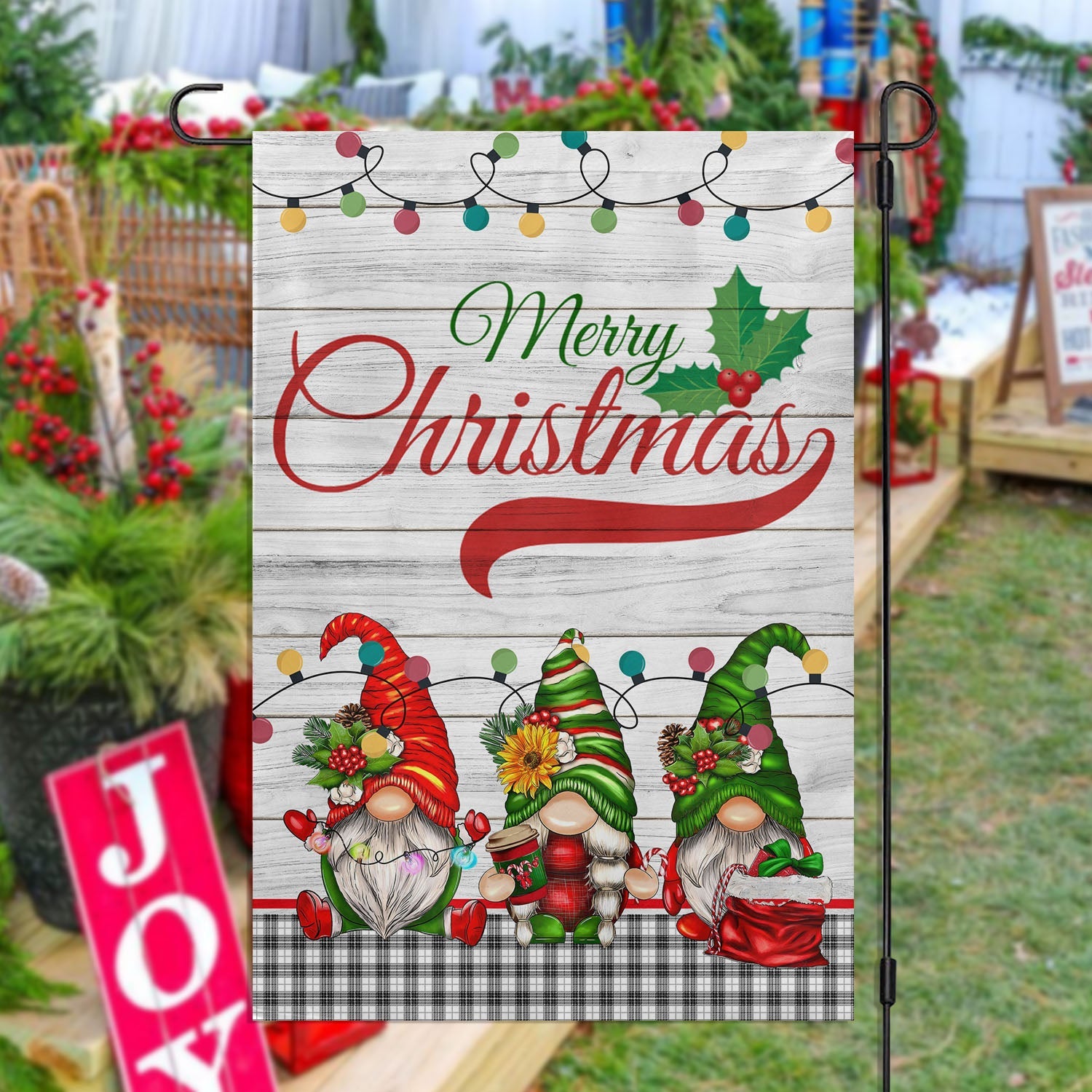Merry Christmas Gnomes Xmas Garden Flag Christmas Home Decor Gift For Gnome Lovers