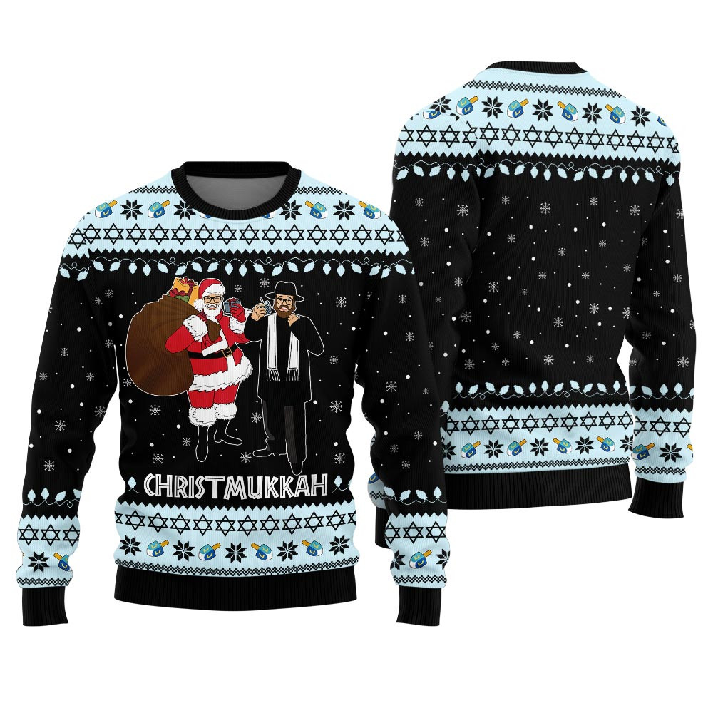 Merry Christmas Hanukkah Funny Sweater Black Special Merch Gift Idea for Festive Celebrations
