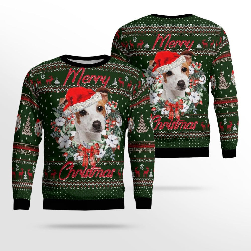 Merry Christmas Jack Russell AOP Christmas Ugly Sweater Christmas Unisex Sweaters Gift For Christmas