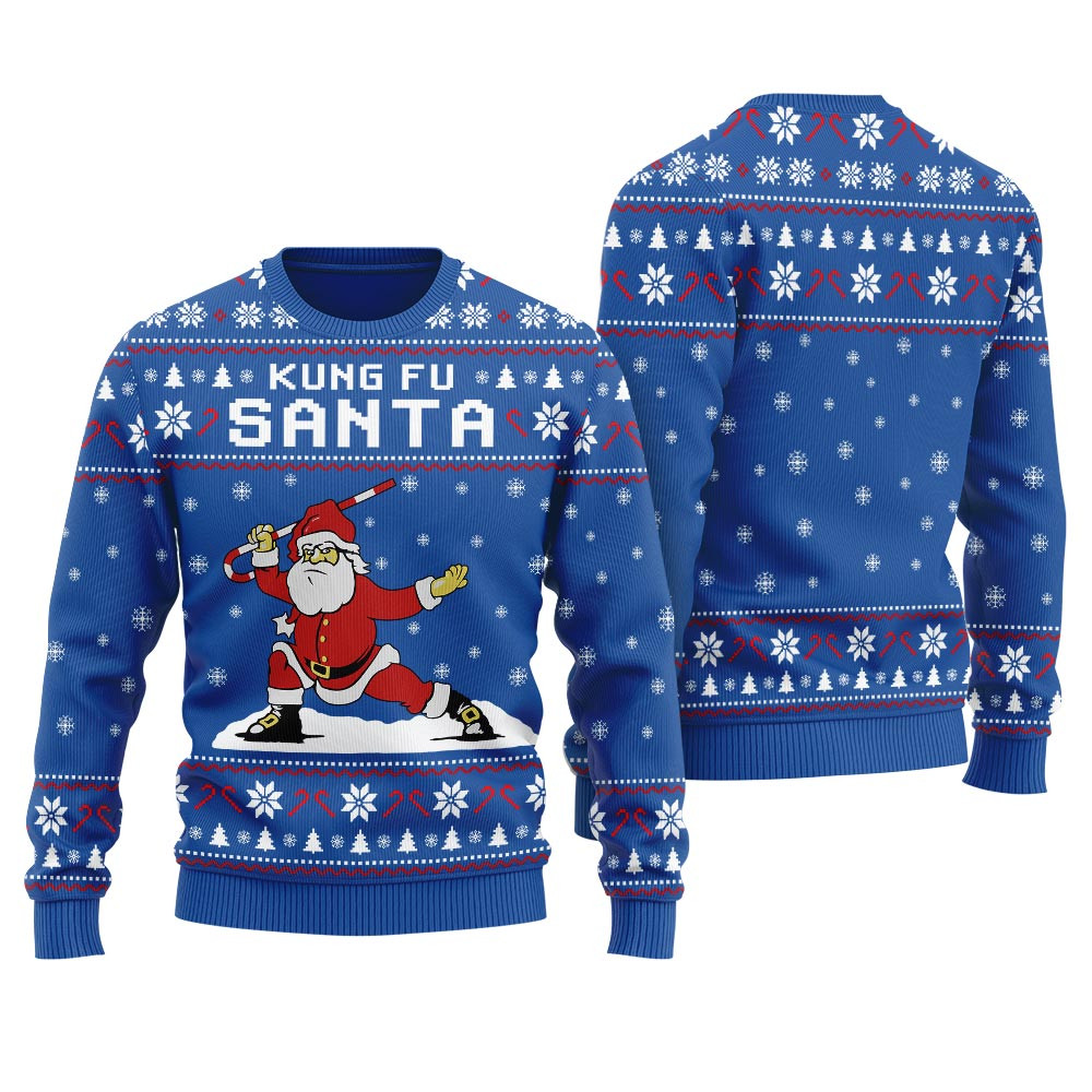 Merry Christmas Kungfu Panda Santa Ugly Sweater For Women Heartwarming Christmas Gift Sweater for Him or Her