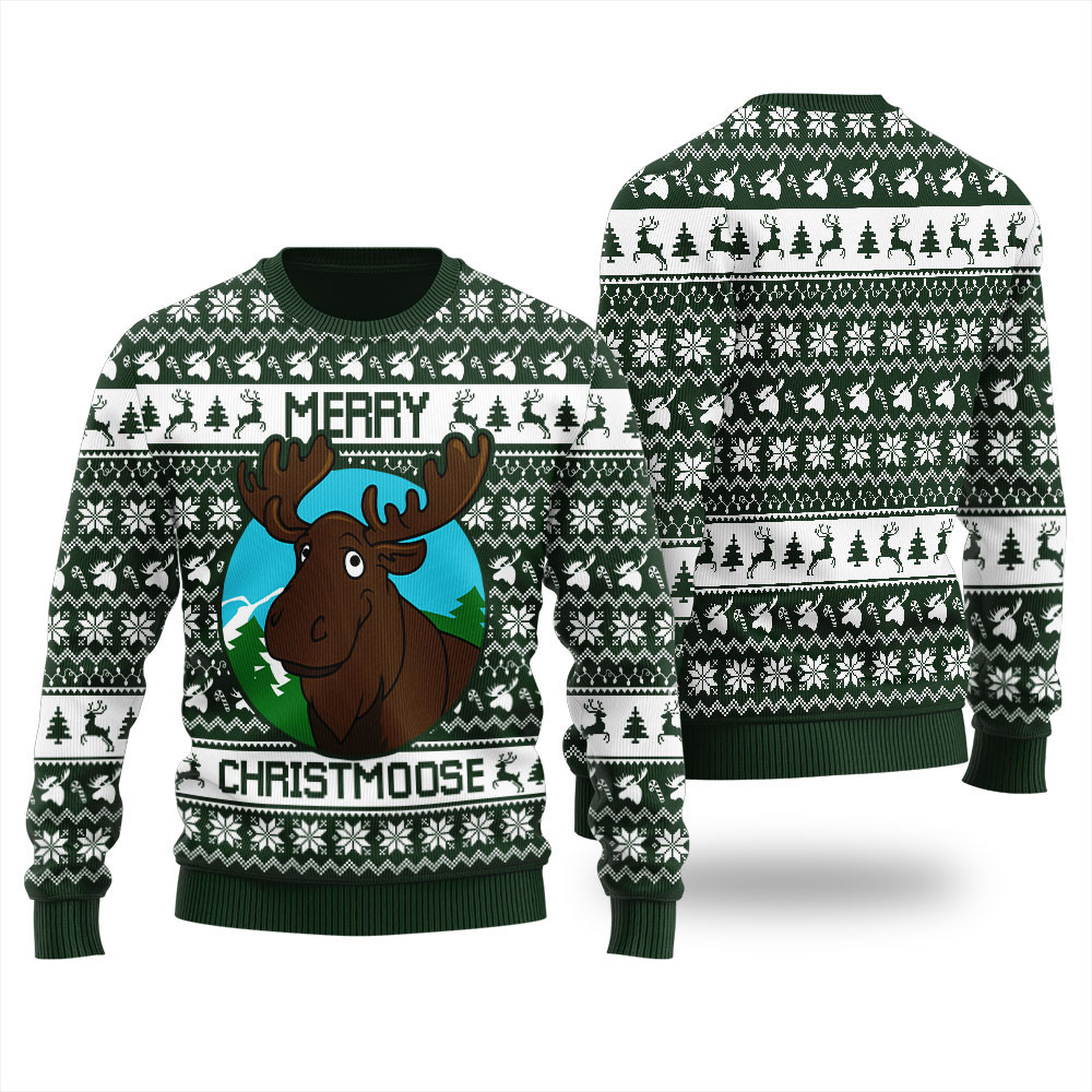 Merry Christmas Moose Ugly Christmas Sweater Festive Sweatshirt for Christmas Celebrations