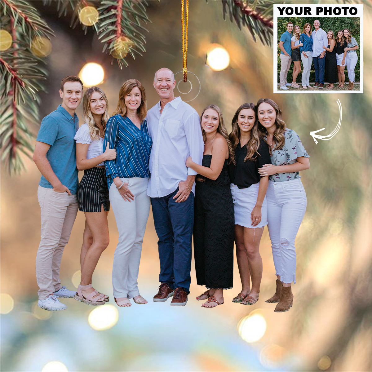 Merry Christmas My Family Customized Photo Ornament Personalized Custom Photo Mica Ornam