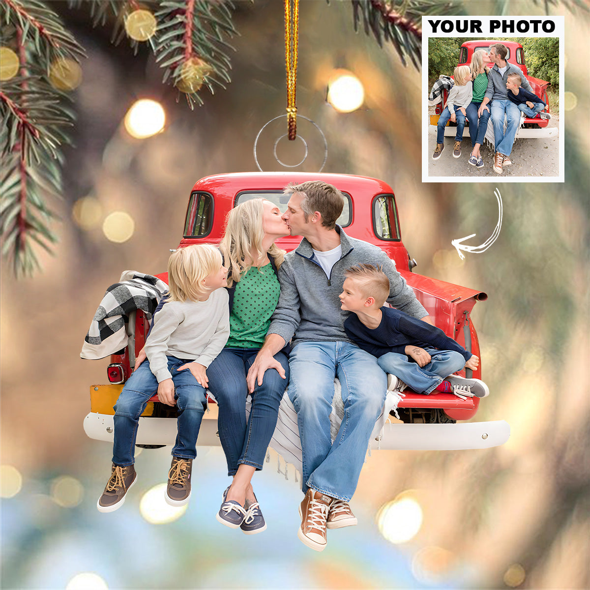 Merry Christmas My Family Personalized Custom Photo Mica Ornament Christmas Gift For F 2