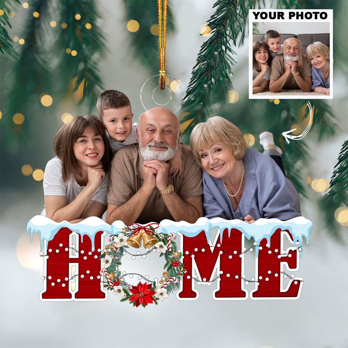 Merry Christmas My Home Personalized Custom Photo Mica Ornament Christmas Gift For Family