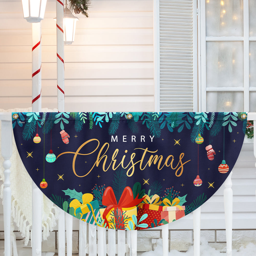 Merry Christmas Non Pleated Fan Flag